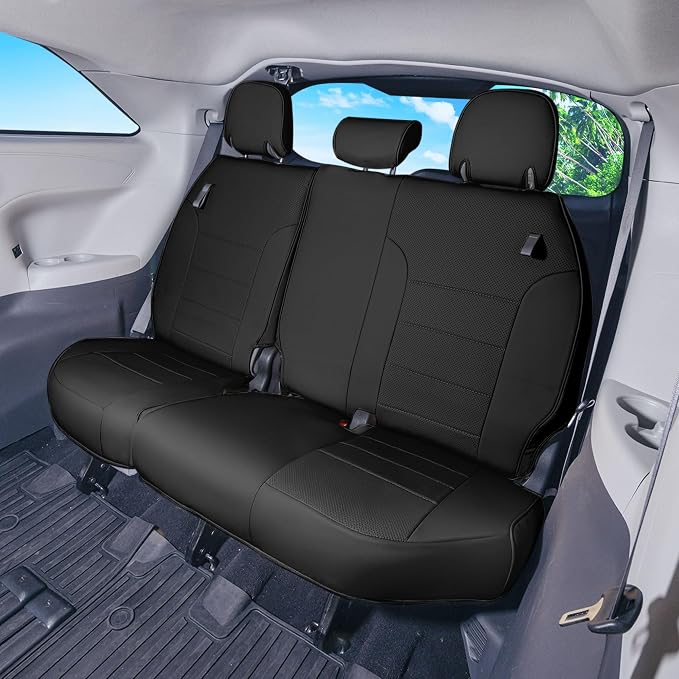 FH Group Custom Fit Car Seat Covers Specifically Made for 2021-2024 Toyota Sienna 7-8 Seater, Faux Leather Automotive Seat Covers - 3rd Row Black