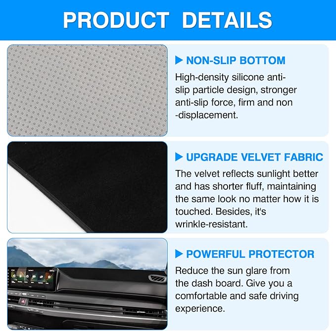 Autorder Dashboard Cover Mat for kia k4 2025 2026 Accessories Dash Cover Upgrade Flannel Dash Mat Sunshade Glare UV Rays Protector