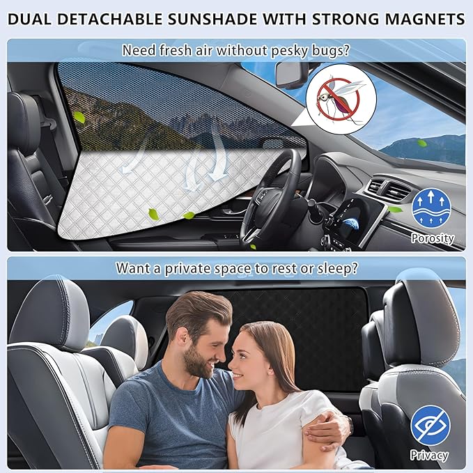 ZATOOTO Car Window Shades for Outback 2015-2020, Double Layer Blackout Shade with Breathable Mesh Screen and Reversible Window Cover Design Privacy & UV Protection for Travel Trip Camping