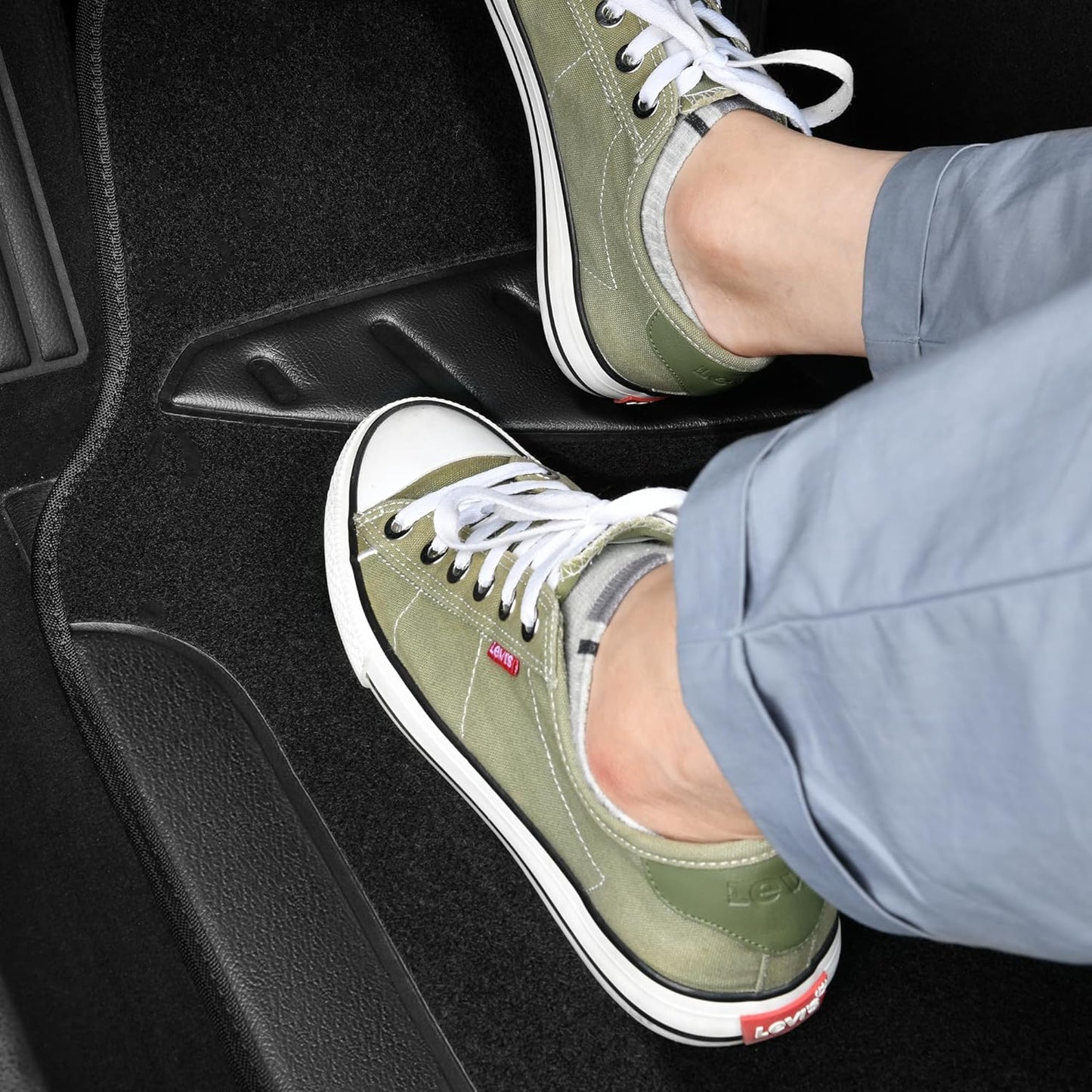 CAR PASS Waterproof Universal Faux Leather 3Row Car Floor Mats, Black Car Mats Fit for SUV,Vans,sedans, Trucks,Set of Vehicles Car Carpet with Driver Heel Pad and Anti-Slip Nibs Backing (Black 3Row)