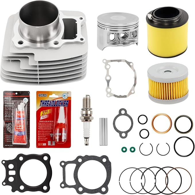78.5mm Top End Rebuild Kit Fits Honda Rancher 350 TRX350 FE FM TE TM 2000-2006, Cylinder, Piston, Rings, Gaskets & Spark Plug, Replaces 12100-HN5-670 13101-HN5-670