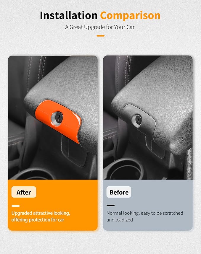 Hoolcar Steering Wheel Cover Gear Shift Panel Trim Cover Water Cup Holder Cover Kit Interior Accessories Kit Fit for Jeep Wrangler JK JKU 2011-2018, 4-Door, Orange