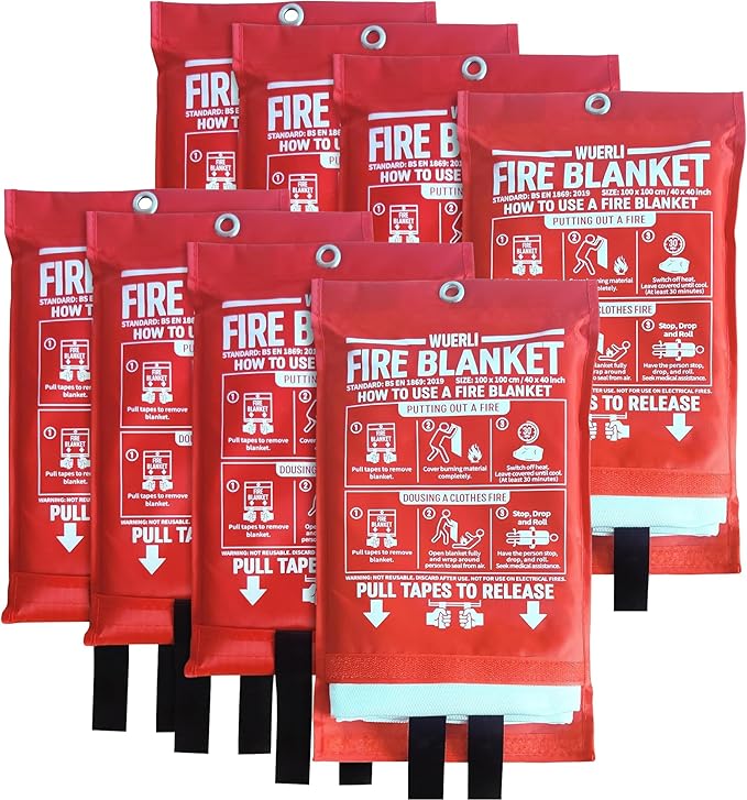 Fire Blanket for Home and Kitchen,40" x 40",8 Pack,Emergency Fire Blanket
