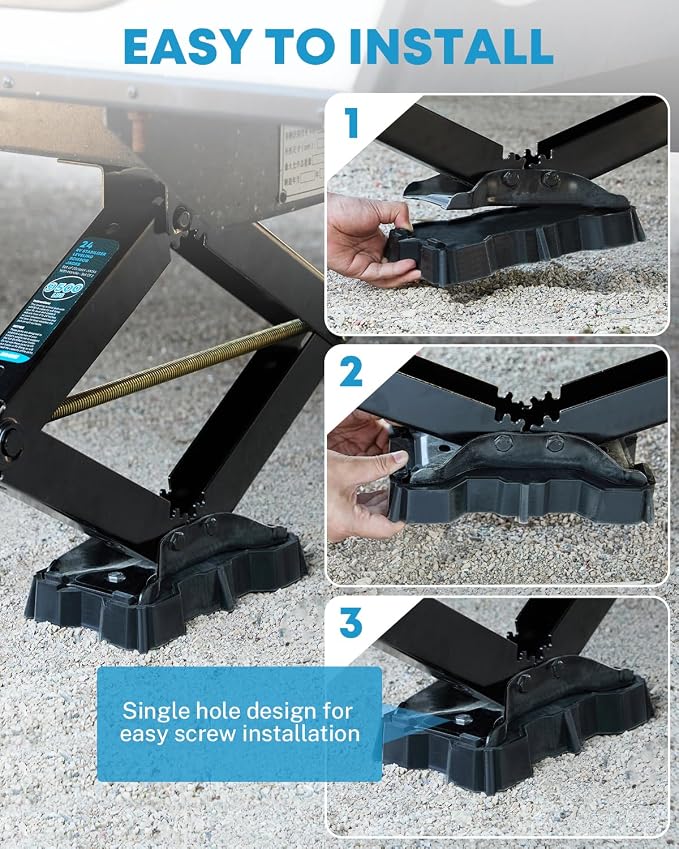 Kohree 4 Pack RV Stabilizer Jack Pads, Sturdy RV Leveling Scissor Jack Block, Stabilizer Pad Solid Rubber Protection Foot for 8.75"-9.5" Length RV Stabilizer Jack, Black