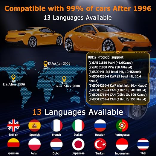 OBD2 Scanner and Battery Tester, 2-in-1 Car Diagnostic Tool, Check Engine Code Reader, 12V Battery Analyzer, Relay Tester, Fuel Injector Tester for Heavy Duty Truck, T400