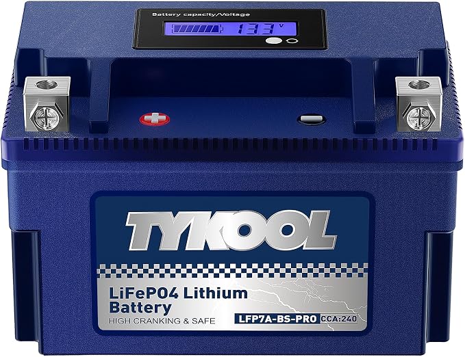 TYKOOL YTX7A-BS -Pro 12.8V 4Ah 240CCA High Performance Lithium Powersports Battery with Smart BMS, Compatible Motorcycle, Scooter,ATV, UTV, Snowmobiles,4 Wheeler, Lawn Mower, and Generator Battery
