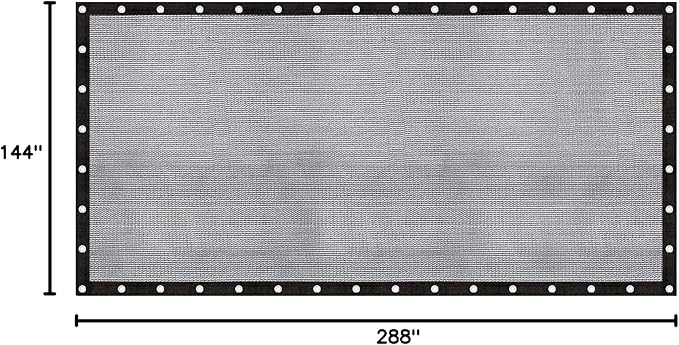 Cool Area 60-70% Sun Shade Cloth Mesh Tarp with Grommets 12x24FT Patio Screen Mesh for Canopy Garden Porch Greenhouse Pools Dump Truck Dog Kennel Black