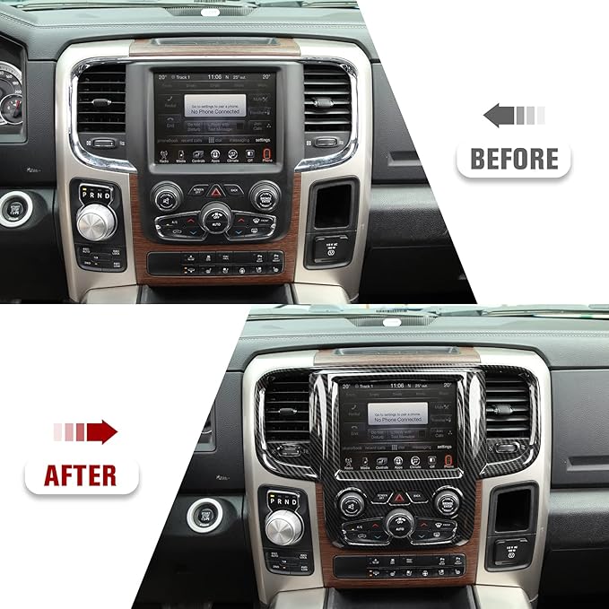 RT-TCZ Carbon Fiber Center Console Multimedia Navigation GPS Panel Trim Cover Decoration Sticker Interior Accessories for Dodge Ram 2011-2017