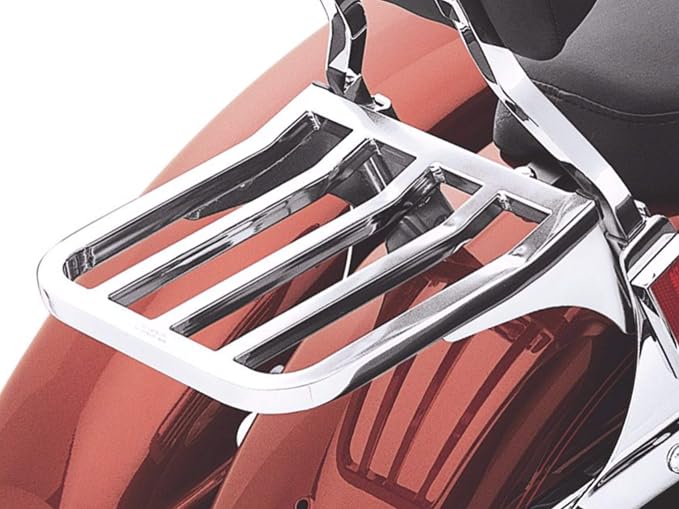 Chrome 53862-00 Harley Davidson Luggage Rack Rear Carrier Sportster 2006-2017 Dyna Softail Fatboy Fat Heritage Classic Street Bob Boy Springer Low Glide Super Wide Rider Detachable Backrest Sissy Bar