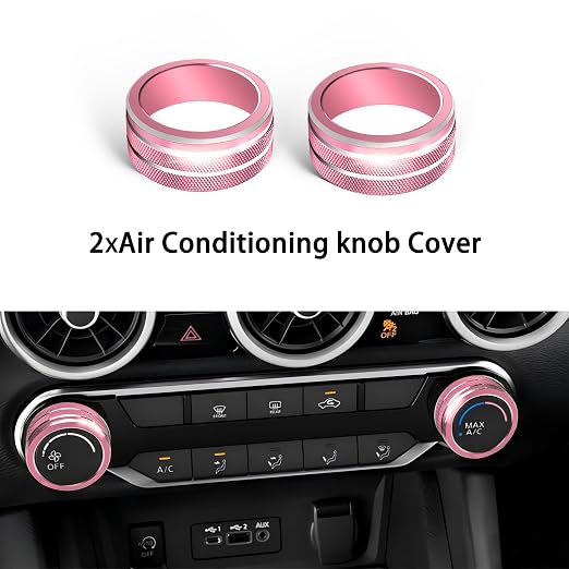 for Nissan Sentra 2025 2024 2020-2023 Accessories Knob Cover Set - Volume Tune Knob Covers, Air Conditioner, Air Vent Outlet Rings/Covers Push Start Stop Button Ring Trim for Sentra, 12Pcs (Pink)