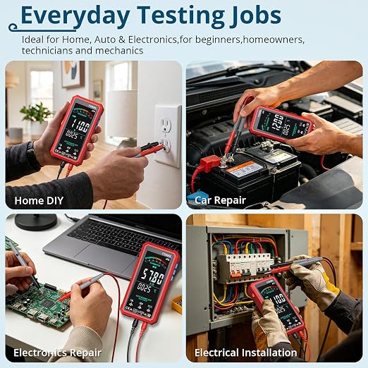 6000 Counts Smart Digital Multimeter,USB Rechargeable,Color LCD Screen | Smart auto/manual multimeter,AC/DC voltage current,NCV safety,capacitance frequency temperature,True RMS,home and car repair