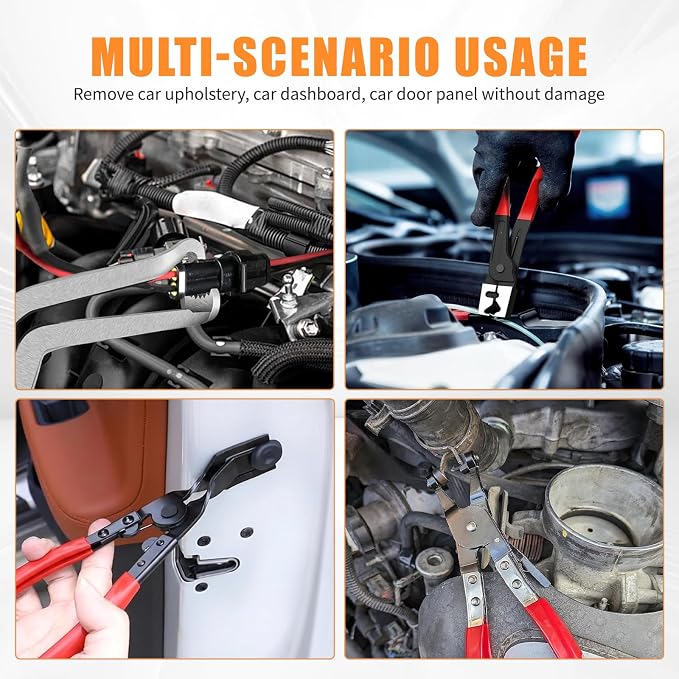 5PCS Automotive Electrical Disconnect Pliers Kit, Carbon Steel Connector & Clip Removal Tools, Hose Clamp Pliers set for Auto Repair