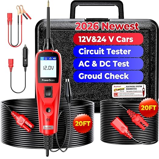 Autel PowerScan Circuit Tester 2026, Power Circuit Probe Tool，12V-24V Electrical Short Open Breaker Circuit Finder, AC/DC Voltage Resistance Duty Cycle Activating Component, w/ 20ft Extension Cable
