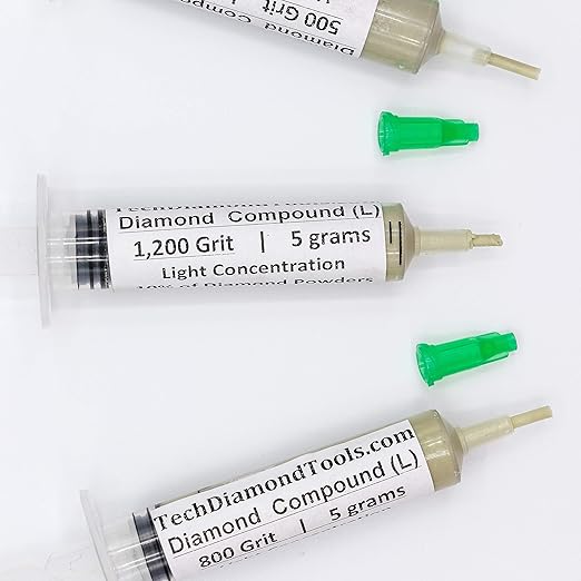 TechDiamondTools Kit of 3 Diamond Lapping Paste Polishing Compound USA Made 500 800 1200 Grit Lapping Compound for Rock Glass Metal Jewelry Resin Marble with 10% of Diamond Powder