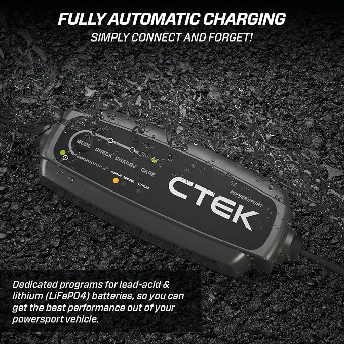 CTEK 40-339 CT5 12V Smart Battery Charger & 56-304 Comfort Connect Extension Cable Bundle – Automatic Maintainer for Lead-Acid, AGM & LiFePO4 Batteries with Extended Reach