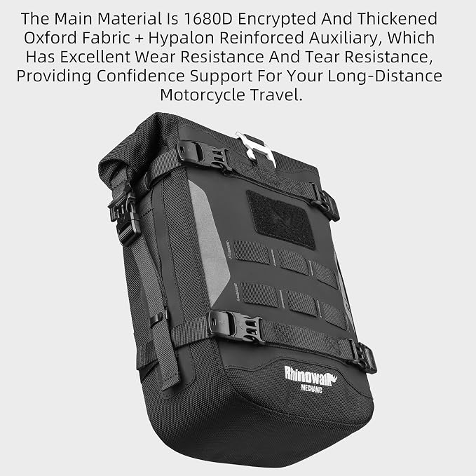 Motorcycle Crash Bar Bag 7L Waterproof Motorbike Side Pannier Bag with MOLLE System Tail Luggage for Adventure Touring Bikes Black 1pc