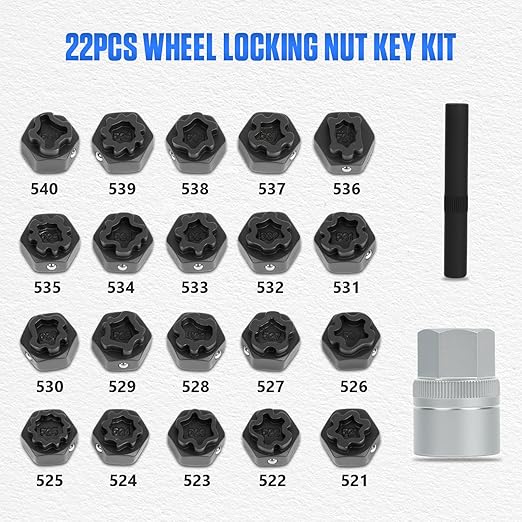 BELEY 22PCS Wheel Locking Nut Key Kit Compatible with VW Volkswagen VAG, Wheel Lock Nut Socket Adapter Set for Anti-Theft Lug Nuts