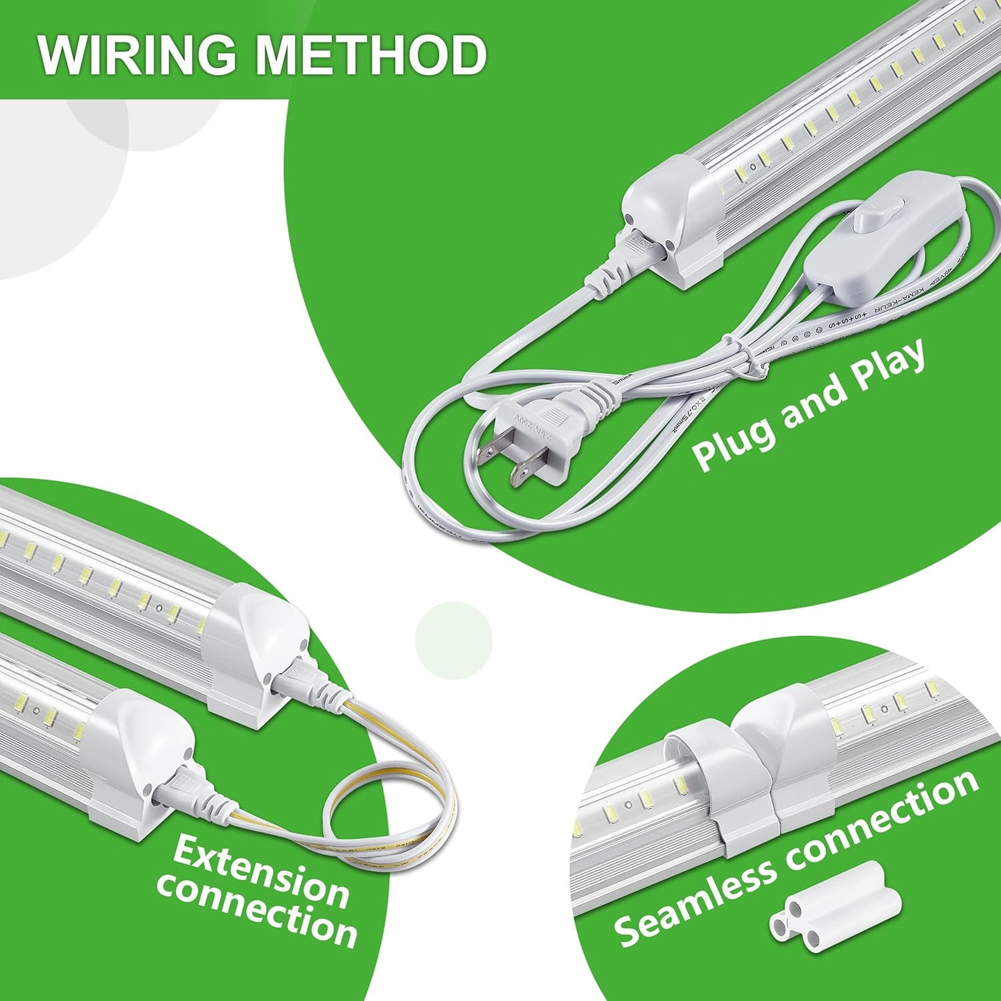 2FT LED Shop Light, 25W 3500LM 6000K/White Super Bright, T8 Integrated LED Tube Light Fixture,Plug and Play, Linkable LED Shop Lights for Room, Garage, Workbench, Under Cabinet (2 Pack)