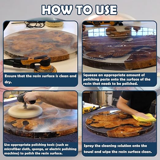 Resin Polishing Kit, Removes Scratches & Scuffs Epoxy Polish 16oz and Cleaner 16oz, for Epoxy, Metal, Jewelry