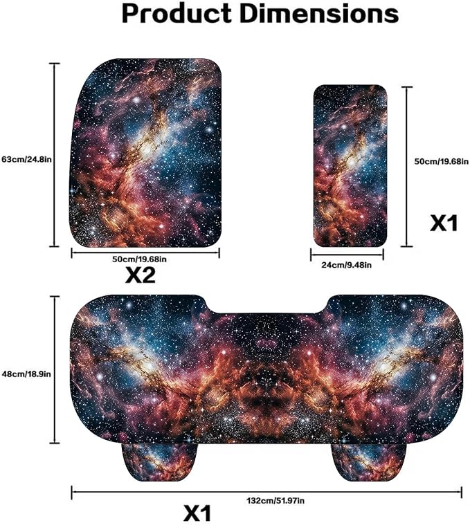 Luxury Boho Car Seat Covers Set,5-Seat Full Set with Headrest,Starry Sky Vintage Bohemian Pattern Honeycomb Knit Fabric,Breathable&All-Season Universal Automotive Seat Protectors