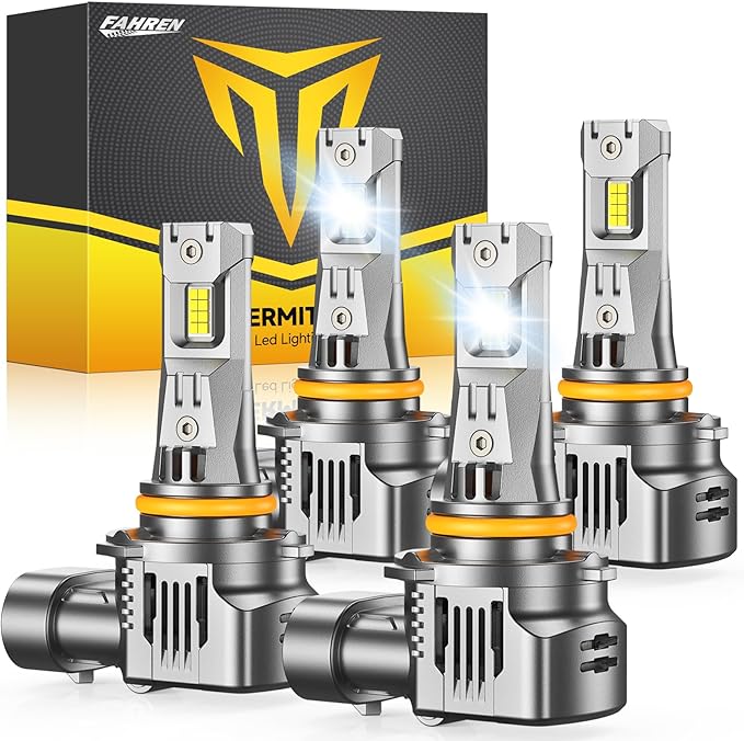 FAHREN Upgraded 9005 9006 bulbs combo, 140,000LM 14X Super Brightness HB3 HB4 Bulb,6500K Cool Wither 1:1 Mini Size Replacement, Plug and Play fog bulbs, Pack of 4