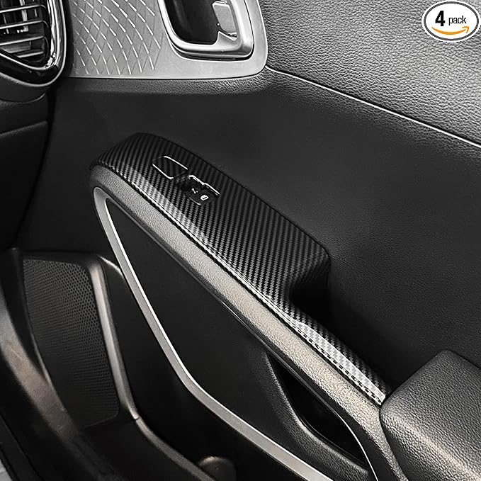 4PCS Door Lock Switch Covers Trim Compatible with Soul 2020-2026 Accessories (Carbon Fiber Pattern)