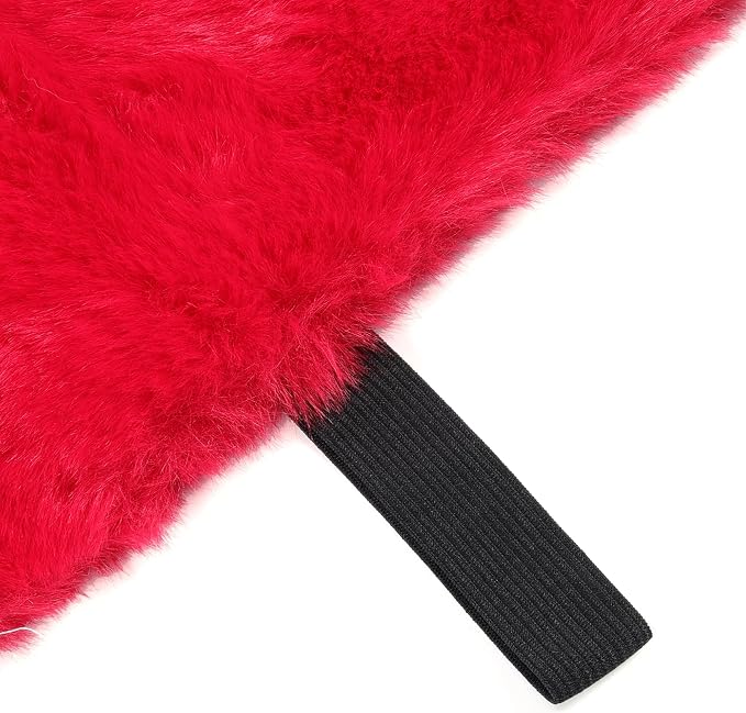 X AUTOHAUX Universal Car Seat Cover Set Car Seat Cushion for Front Rear Seat Shearling Wool Seat Mat Red 1 Set
