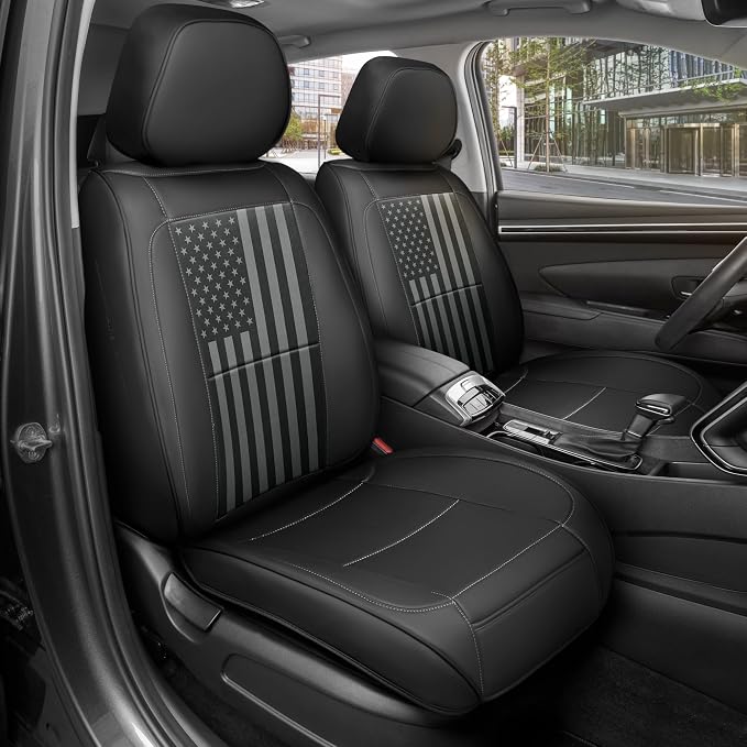 American Black Flag Seat Covers for Trucks, Cars, & SUV - Napa Leather US Car Seat Covers American Flag Truck Accessories - Car Seat Cover American Flag Car Accessories Car Seat Protector