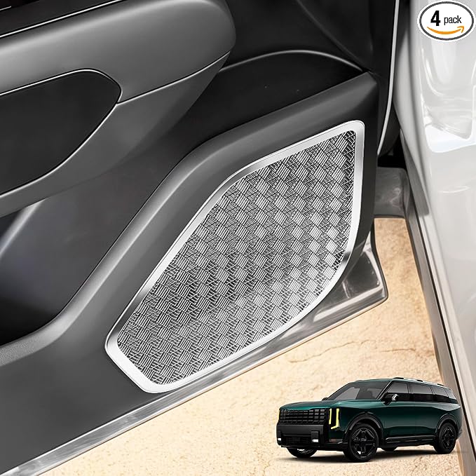 Stainless Steel Car Door Speaker Cover Car Interior Chrome Car Door Speaker Decor Cover Set Compatible with Kia Telluride 2027 Accessories (Silver)