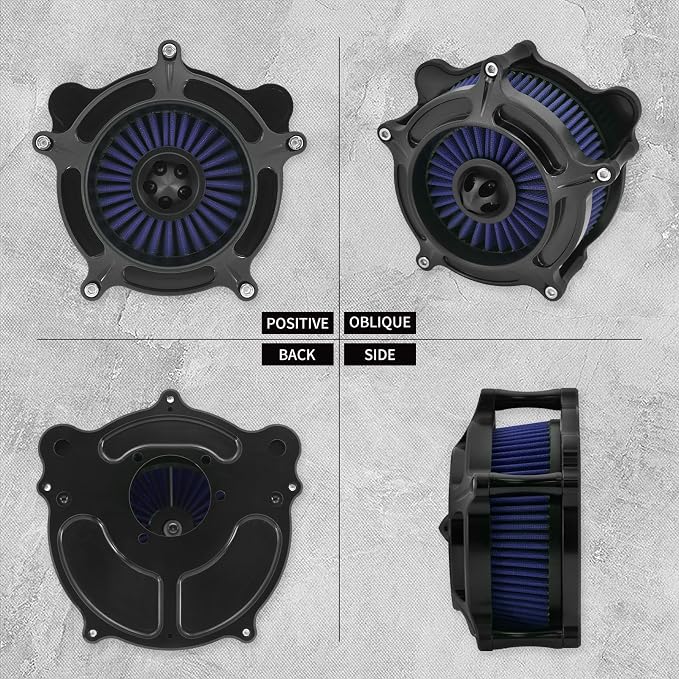 Air Cleaner Filter Aluminum Fit for Harley Touring Road King Street Glide Softail Sportster Dyna (Black Housing Blue Element, B For Touring 00-07,Softail 00-15,Dyna 00-17)
