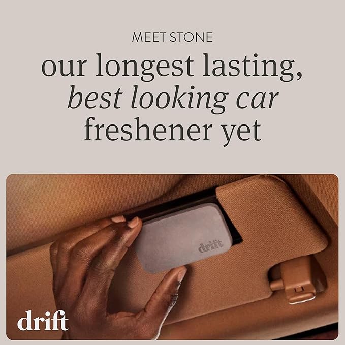 Drift Car Air Freshener - Stone Air Freshener Car Odor Eliminator - Long Lasting Scent - Auto Accessories - Metal Clip - Essential Oils - Clean Ingredients - Frosted Spruce Scent Starter Kit