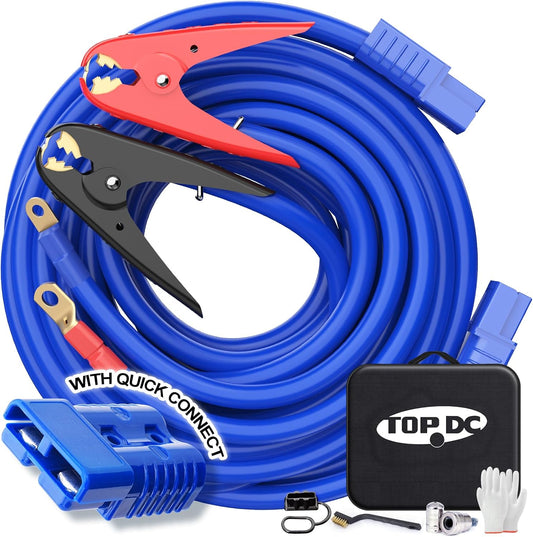 TOPDC Jumper Cables,1 Gauge 25 Feet 800A Booster Cables with UL-Listed Clamps, Heavy Duty Automotive Quick Connect Booster Cables for Car, SUV and Trucks with Carry Bag
