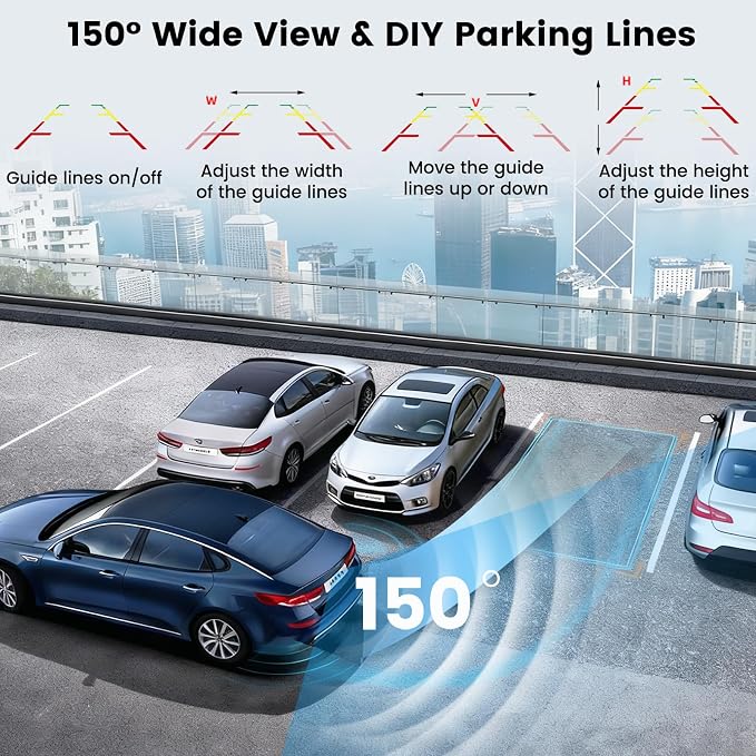 15-Min Install Wireless Backup Camera for Car with 5" HD Dual-Channel Monitor, Plug and Play Stable Signal 1080P No Drill Waterproof IR Night Vision Rear View Camera for Car, SUV, Pickup, Van