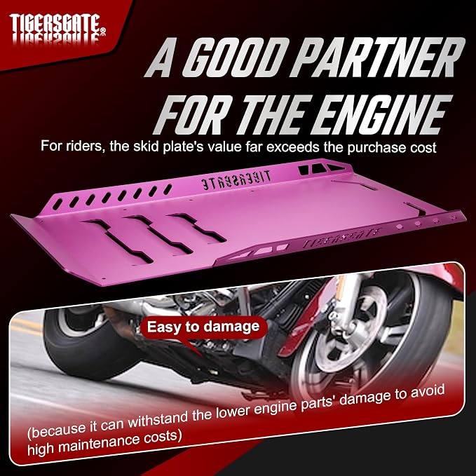 Aluminium Skid Plate Lower Engine Chassis Protection Guard for 2014-2023 Harley Touring Street Electra Road Glide King, Purple