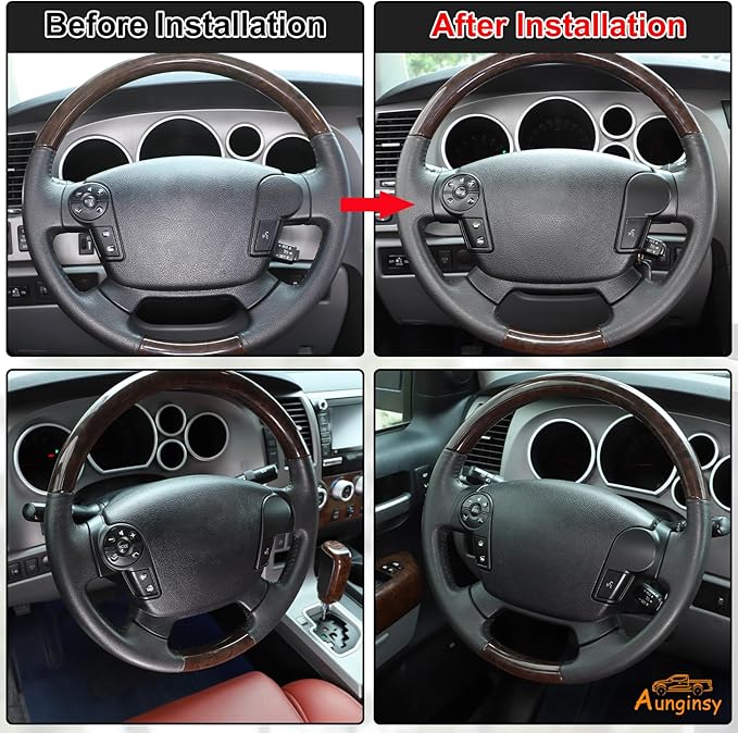 Aunginsy Central Control Steering Button Frame Trim Compatible with Toyota Tundra/Sequoia 2007-2013 Center Console Steering Button Panel Protection Cover Decorative Sticker Interior Accessories