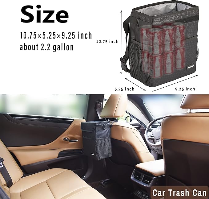SIBOFUEGO Car Storage Combo – 70L Trunk Organizer & Leak-Proof Trash Can (Black Leopard)