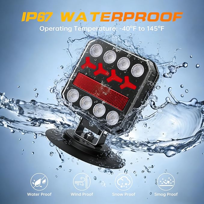 Wireless Trailer Lights, Rechargeable Magnetic LED Trailer Lights with Reverse Light, Portable Wireless Tow Tail Light Kit for Trucks, Boats, RVs, Campers