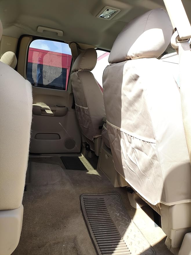Durafit Seat Covers C1127-X3/Q3-2007-2013 Chevy Truck/Pickup Silverado, Avalanche and GMC Sierra LT 40/20/40 Custom Seat Covers Made in Tan Automotive Twill Seat Covers. Custom Made to These Seats.