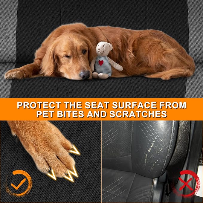 Truck Seat Cover Compatible with 1987-1991 Ford F150 Front Bench with Opening Armrest and Molded Headrest