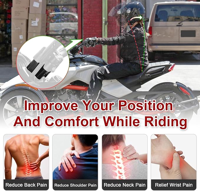 Aluminum 2" Rise Handlebar Riser Kit For Can Am Spyder RT 2020+ & F3/F3T/F3 Limited All Years | 1-3/4" Backward Handle Bar Adjustable Accessories (B)