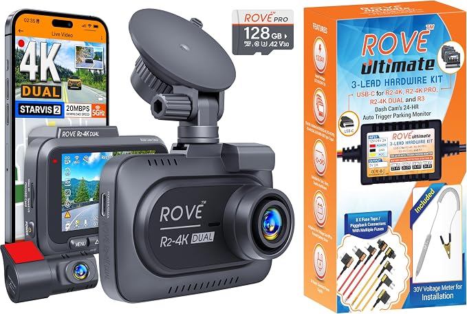 ROVE R2-4K Dual Dash Cam | Hardwire Kit