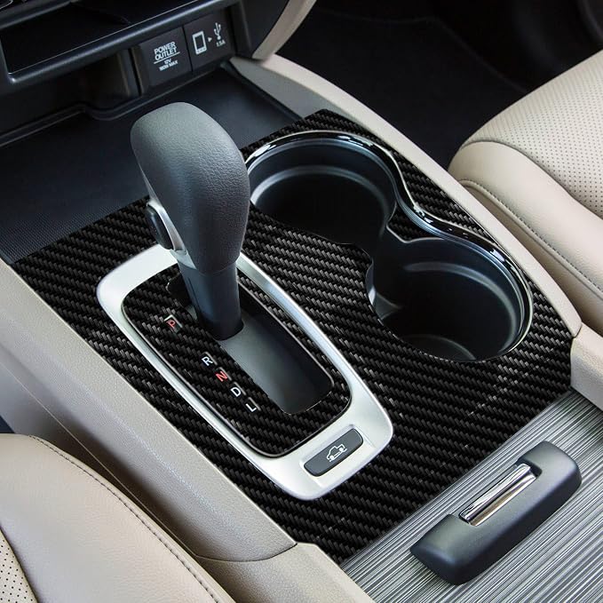 Real Carbon Fiber Center Console Gear Shift Panel Trim & Cup Holder Panel Trim Compatible with 2016-2022 Honda Pilot, Interior Decor Sticker Accessories