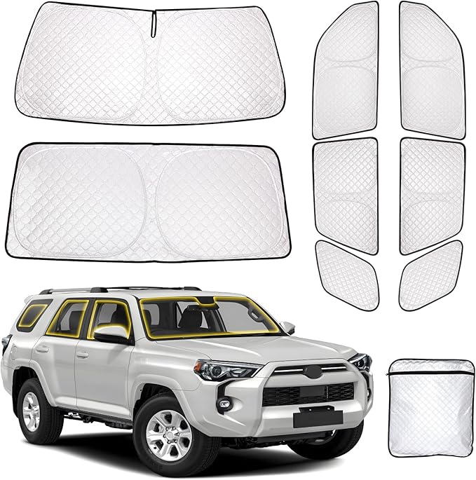 ZATOTOO Car Window Shades Toyota 4Runner 2017-2024 Custom Sun Shades Full Set Front Side Rear Triangle Window Covers Total Blackout Privacy UV Protection Heat Blocking for Camping Napping Long Parking