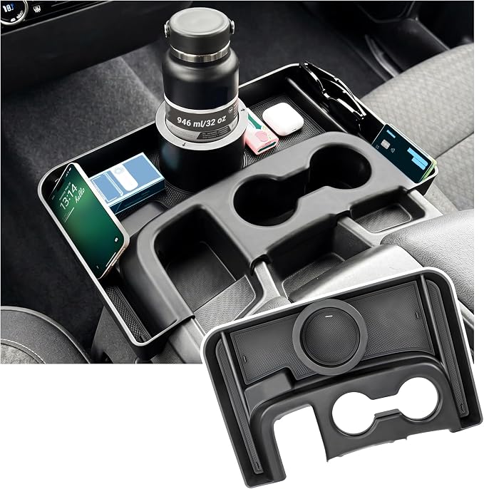 Center Console Cup Holder Organizer Compatible with 2019-2026 Chevy Silverado/GMC Sierra 1500, 2020-2026 Silverado/Sierra 2500HD 3500HD Accessories, Hanging Storage Box Tray (Fit Jump Seat)
