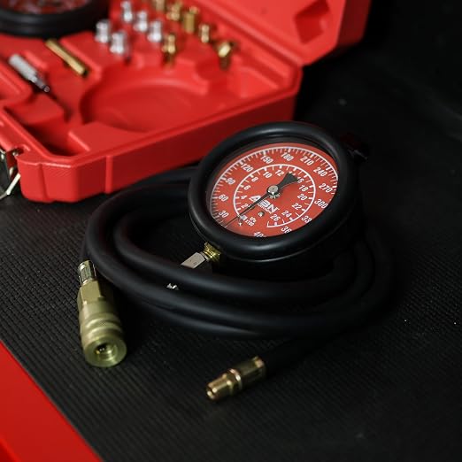 ABN Engine Oil Pressure Tester Tool Kit – Professional Oil Pressure Gauge Kit up to 400 PSI, High and Low Pressure Gauge Kit for Engine Diagnostic, Engine Oil Pressure Tool Kit | Engine Oil & Transmission Gauge Kit, Dual Gauges 0-100 & 0-400 PSI, 14 Ad...
