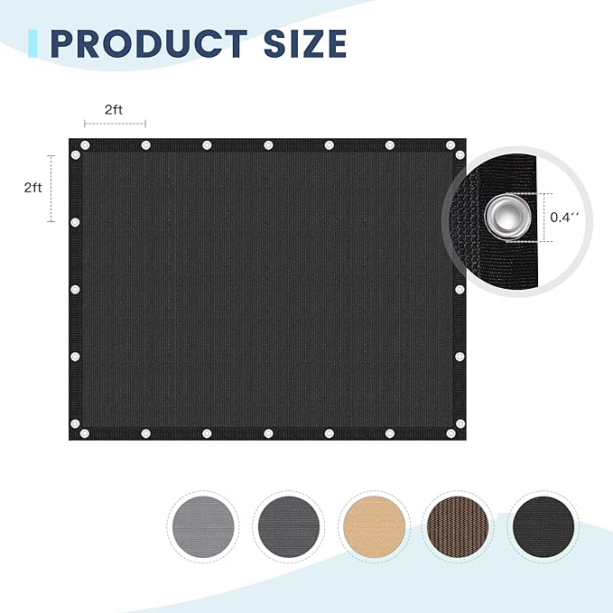 90% Sun Shade Cloth with Grommets, Customizing Outdoor Pergola Shade Cover, Heavy-Duty Mesh Tarp Patio Sun Screen for Lawn Garden Backyard, 13X17 FT, Black