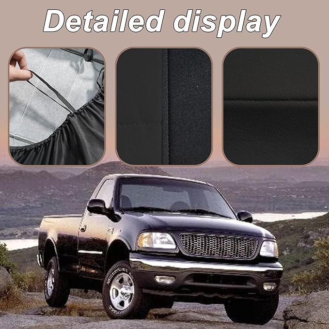 ESMING Front Bench Seat Cover with Molded Headrests Fit for Ford F-150 1999-2004, Thickened Waterproof Oxford Cloth, Solid Bench Seat Protector, Easy to Clean