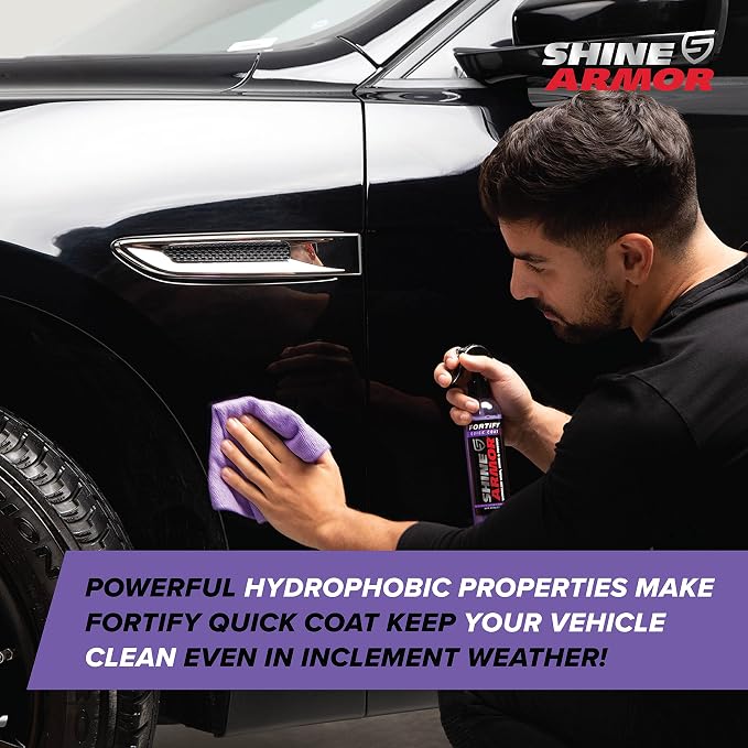 SHINE ARMOR Fortify Quick Coat - 8oz Ceramic Waterless Detailer Spray | 3-in-1 Wash, Wax & Nano-Ceramic Coating | Mirror Shine, Zero Streaks, No Dust Residue | 6-12 Month Protection | Made in USA | Spray On, Wipe Off. Ceramic Protection That Lasts 6 to...