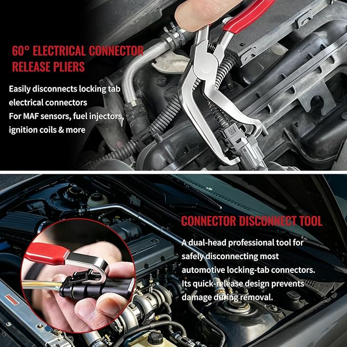 4-Piece Electrical Disconnect Pliers for Cars, Electrical Connector Separator Tool,Automotive Electrical Disconnect Pliers Set for Coil Pack & Hose Clamps for All Cars