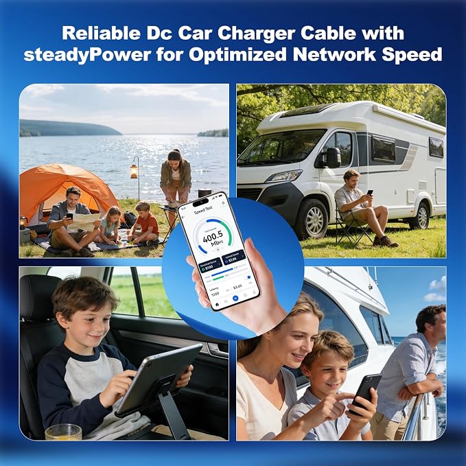 105W Boost Starlink Mini Car Adapter—Stops Reboots & Power Supply Damaged Starlink Mini Cable+Cigarette Lighter Adapter 12V-24V with Digital Display DC Power Cable for Car, Rvs, and Boats (9.8FT)